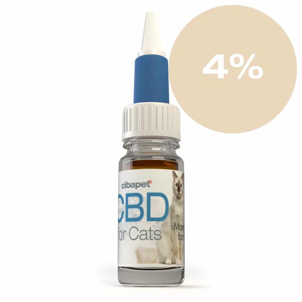 Un flacon d'Huile CBD 4% de Cibapet pour chats (10ml) pour chat.