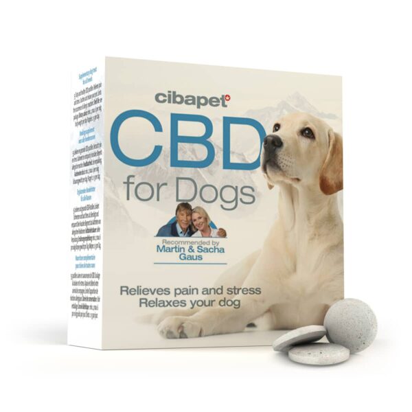 Une boîte de Pastilles CBD pour chiens (3,2 mg) pour chiens.